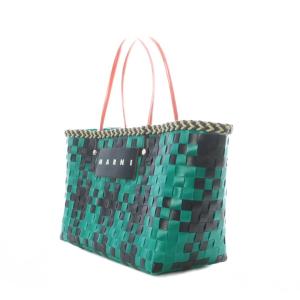 MARNI マーケットバッグ ハンド バスケット チェック 緑 グリーン 黒 ブラック SH /RI OS