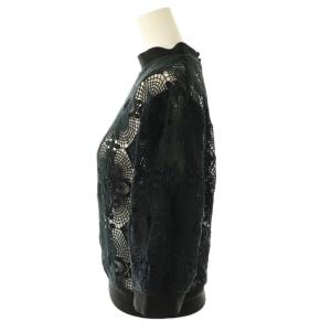 CLANE CLASSIC LACE TOPS トップス ブラウス 五分袖 プルオーバー 1 濃紺 黒 /NR OS