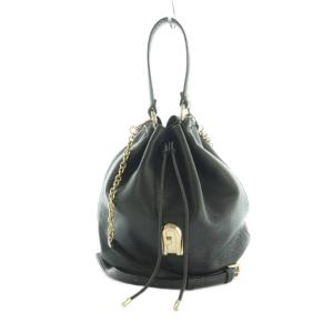 2way ハンドバッグ ショルダーバッグ レザー 巾着型 黒 /MI OS