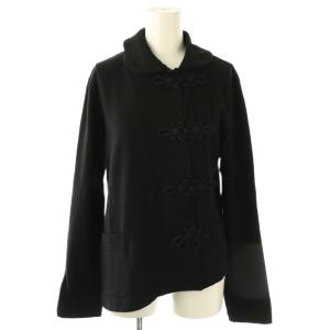 チャイナボタン ニットジャケット ラウンドカラー 2 黒 YY-T98-563 /CX OS