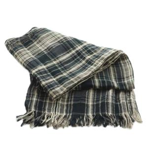 Y's ヨウジヤマモト ストール リネン混 チェック グレー 黒 白 YG-L07-097 /MI OS