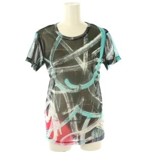 総柄 パワーネット 半袖カットソー 2 黒 ブラック /AT OS