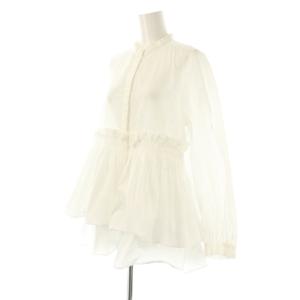 UNITED ARROWS 23SS Pタフタフレアブラウス シャツ ホワイト /ES OS