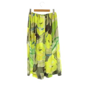 BALLSEY 23AW ダブルフラワープリント ランダムタックフレアスカート 34 イエロー マルチカラー /ES OS