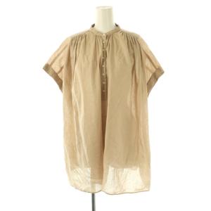 24SS リネンギャザーフレンチスリーブシャツ ブラウス ベージュ /ES OS