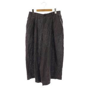 リネン ワイドパンツ イージー クロップド 36 パープルグレー /CX OS