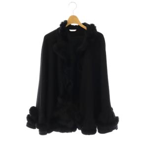ラビットファー付き ポンチョ マント ブラック /ES OS