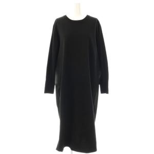 近年モデル 洗える サイドプリーツニットワンピース 38 ブラック /ES OS