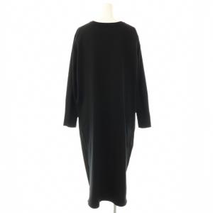INDIVI 近年モデル 洗える サイドプリーツニットワンピース 38 ブラック /ES OS