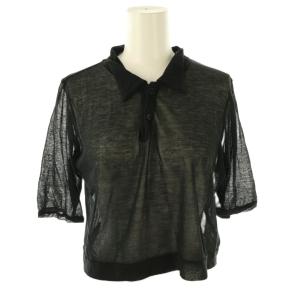 GAUZE SHORT POLO ニット カットソー 半袖 1 ブラック A24SP02RB /HK OS