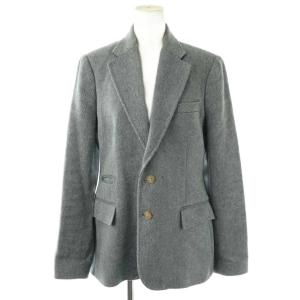 リネンツイード テーラードジャケット シングル 6 ネイビー ライトブルー /DF OS