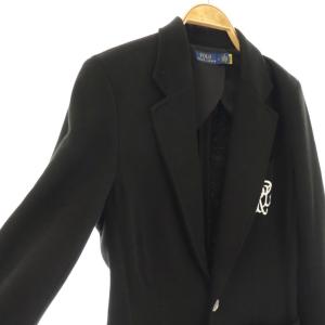 POLO RALPH LAUREN ロゴ刺繍ブレザージャケット テーラード 6 ブラック /DO OS