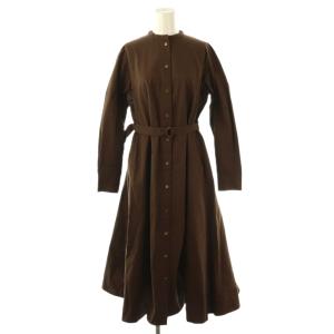 2WAY フレアシャツドレス ワンピース ロング 長袖 3 ブラウン /HK OS