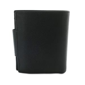 BVLGARI 財布 二つ折り 小銭入れ スナップボタン開閉 レザー 黒 ブラック /AS OS OH
