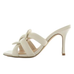 COACH サンダル ミュール ハイヒール スクエアトゥ スリップオン レザー US8 24.5cm 白 ホワイト