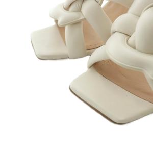 COACH サンダル ミュール ハイヒール スクエアトゥ スリップオン レザー US8 24.5cm 白 ホワイト