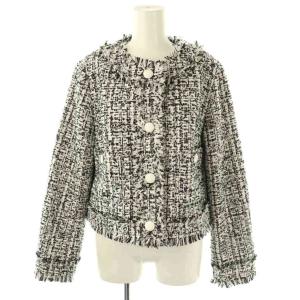 25SS フリンジツイードジャケット 38 ブラック ホワイト