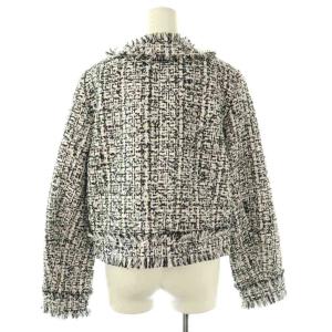 GRACE CONTINENTAL 25SS フリンジツイードジャケット 38 ブラック ホワイト