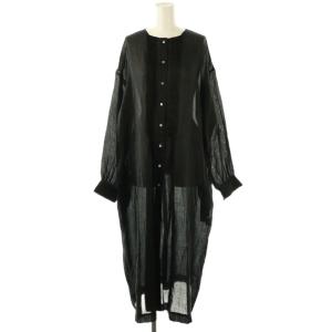 ラミー ピンタックシャツワンピース リネン 1 ブラック