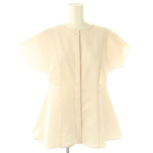 25SS サッカーストレッチペタルスリーブ ブラウス シャツ フレンチスリーブ 38 ライトベージュ /NR