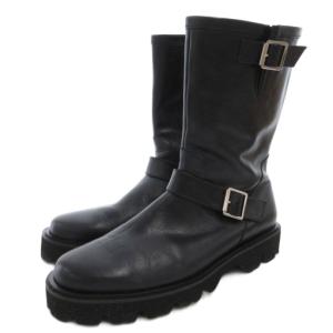 エンジニアブーツ ショート ベルト レザー 26cm 黒 ブラック 641405 /GV