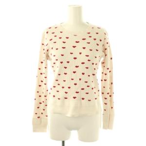 リップ柄サーマルワッフルプルオーバー カットソー S オフホワイト レッド /DO OS