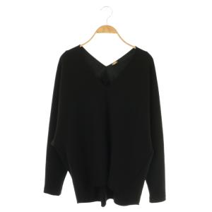 25SS トリアセジョーゼット Vネック プルオーバー ブラウス ブラック /DF OS
