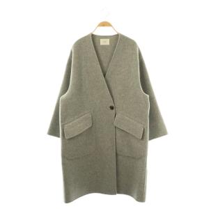 モッサーダブルフェイス Vネックコート ノーカラーコート アウター 36 グレー /DF OS