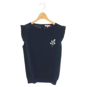 25SS 洗える LITTLE MIMOSA ニット トップス セーター ノースリーブ M ネイビー /ES