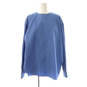 コットンシルクバックジッププルオーバー ブラウス 長袖 36 ライトブルー /DO OS