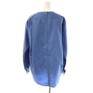 BLAMINK コットンシルクバックジッププルオーバー ブラウス 長袖 36 ライトブルー /DO OS