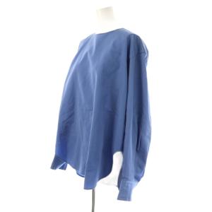 BLAMINK コットンシルクバックジッププルオーバー ブラウス 長袖 36 ライトブルー /DO OS