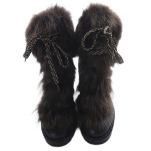 Christian Louboutin Fanny ファーブーツ ショートブーツ レザー ハイヒール 38 黒 ブラック /SR