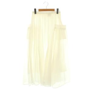 オーガンジー ポケット フレアスカート ロング ホワイト /DF OS