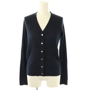 24AW シアーリブハイゲージ Vネックカーディガン ニット 長袖 ネイビー /HK OS