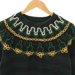 sacai EMBROIDERY PULLOVER CHECK SHIRTSトップス カットソー 長袖 1 グリーン