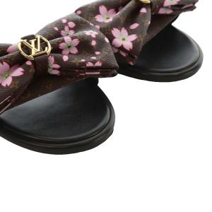 LOUIS VUITTON LV×TM リリー ミュール サンダル リボン 桜 モノグラム 37 ブラウン