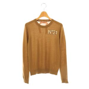 ウール ロゴニット 長袖 ブラウン /HK OS