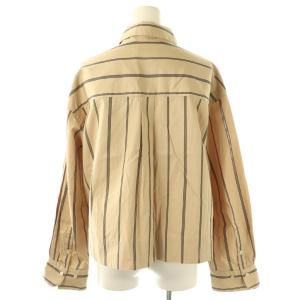 ebure コットンクロップドストライプシャツ 長袖 38 ベージュ ブラック /DO OS