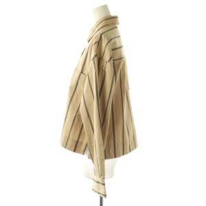 ebure コットンクロップドストライプシャツ 長袖 38 ベージュ ブラック /DO OS