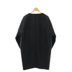 ADORE ジップアップ ノーカラーコート ロング 36 ネイビー /HK OS