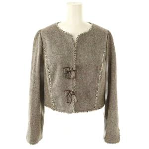 M'S GRACY セットアップ リボン ノーカラージャケット スカート 膝丈 38 ブラウン /HK OS