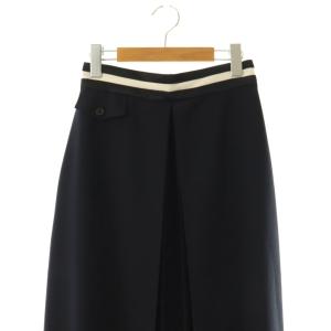 ADORE 24SS コンパクトツイルスカート フレア ロング 38 ダークネイビー ブラック オフホワイト /DO