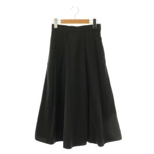 23SS マットナイロンタフタ タック スカート フレア ロング 32 ブラック /HK OS