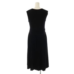 René ベーシック basic ニットプリーツワンピース ひざ丈 34 ブラック /DF OS