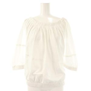 パフスリーブ ギャザー カットソー 五分袖 38 ホワイト /HK OS
