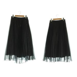 ESSENTIAL シースルータフタスカート ロング チュール プリーツ リバーシブル 38 ブラック
