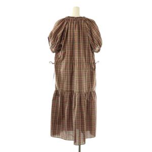 Drawer シルクマドラスチェックワンピース 36 ブラウン