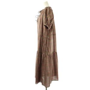 Drawer シルクマドラスチェックワンピース 36 ブラウン