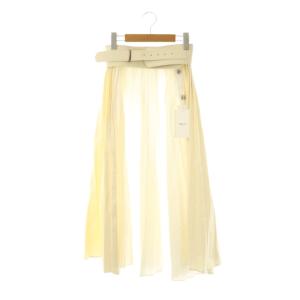 アメリ AMERI DENIM PLEATS SKIRT プリーツスカート ロング ヘリンボーン S ホワイト